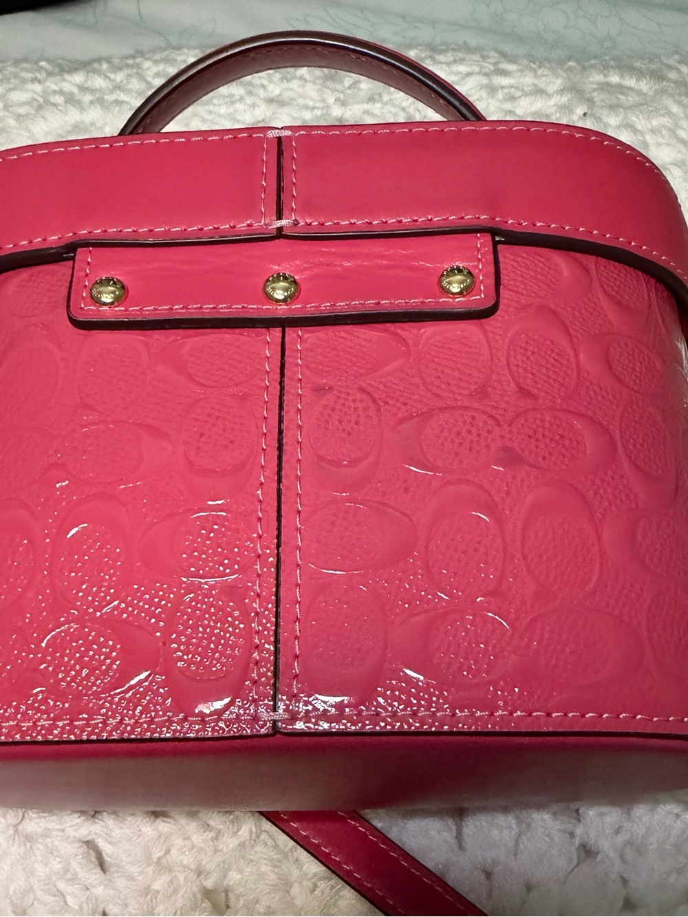 Coach Hot Pink Signature Embossed Mini Top-Handle Bag - Picture 5 of 11